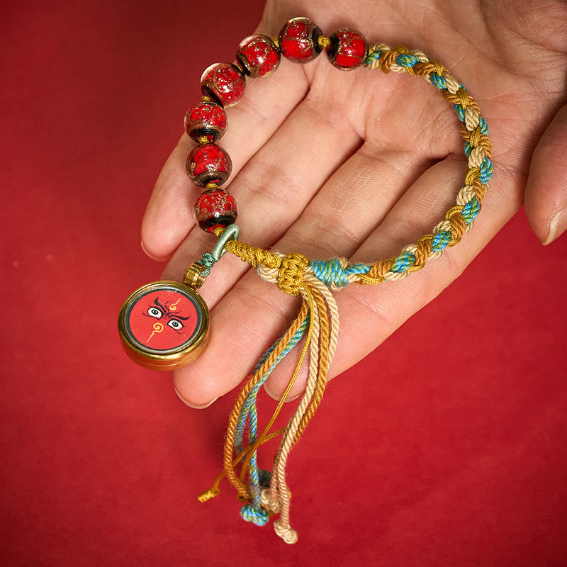 Buddha Stones Bracelet en perles de verre Liuli tibétain, orné des cinq directions, des dieux de la richesse et de la bénédiction du Bouddha. - image 10