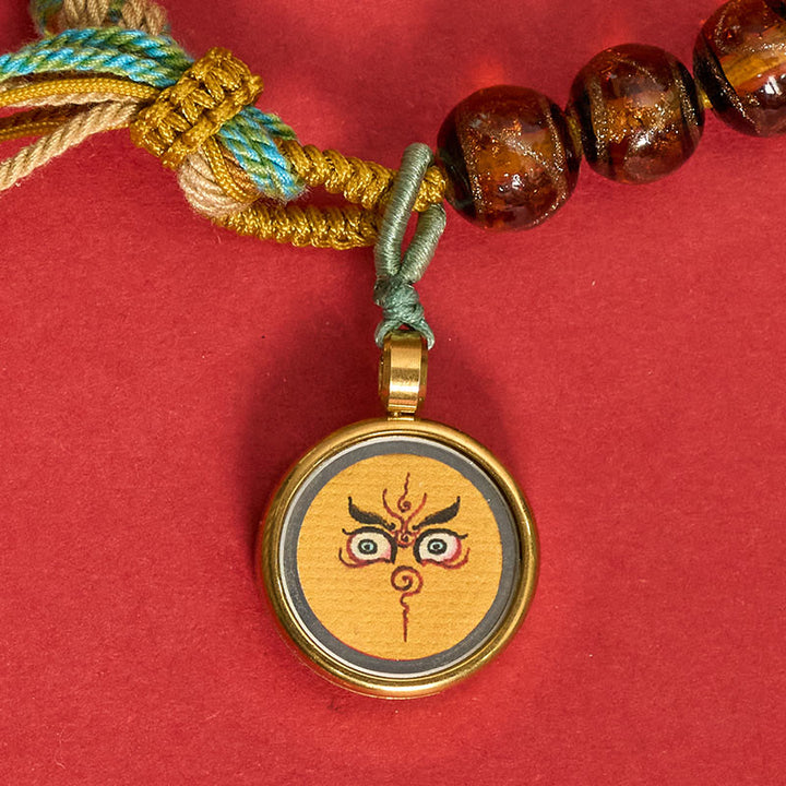 Buddha Stones Bracelet en perles de verre Liuli tibétain, orné des cinq directions, des dieux de la richesse et de la bénédiction du Bouddha. - image 17