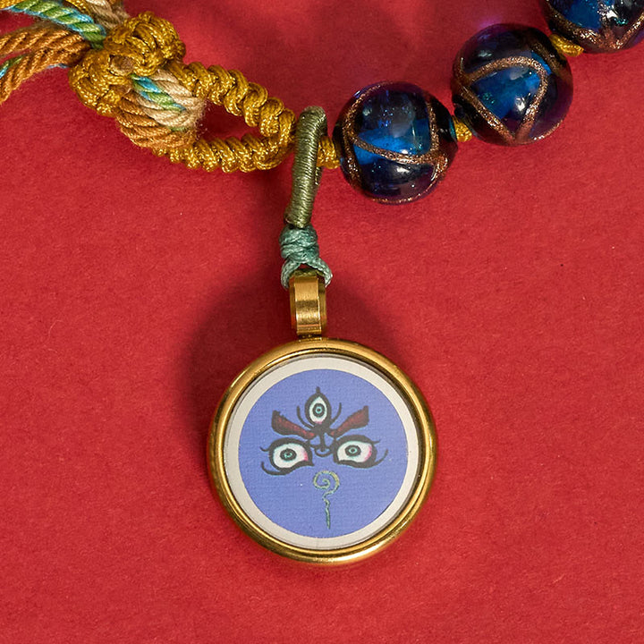 Buddha Stones Bracelet en perles de verre Liuli tibétain, orné des cinq directions, des dieux de la richesse et de la bénédiction du Bouddha. - image 4