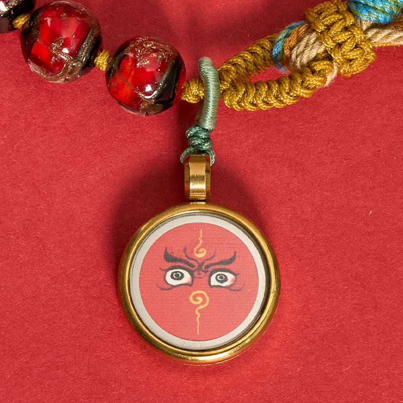 Buddha Stones Bracelet en perles de verre Liuli tibétain, orné des cinq directions, des dieux de la richesse et de la bénédiction du Bouddha. - image 11