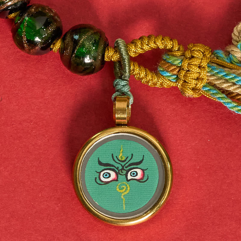 Buddha Stones Bracelet en perles de verre Liuli tibétain, orné des cinq directions, des dieux de la richesse et de la bénédiction du Bouddha. - image 29