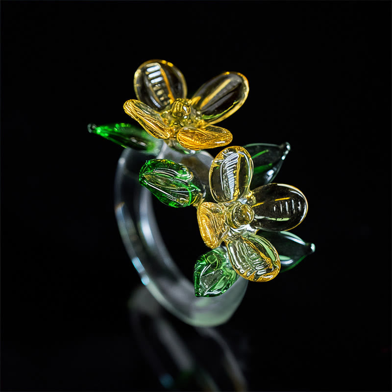 Buddha Stones Bague de sagesse Liuli Osmanthus - image 1