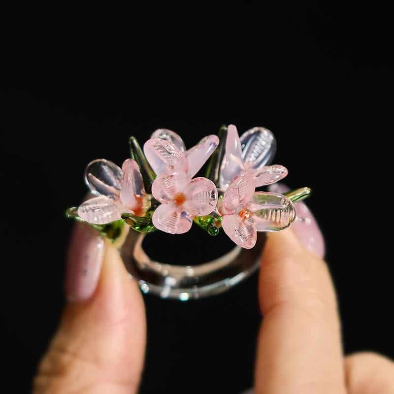 Buddha Stones Bague de sagesse en fleur de poirier Liuli - image 13
