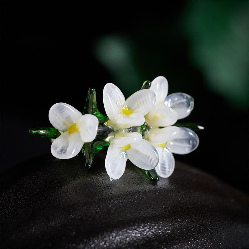 Buddha Stones Bague de sagesse en fleur de poirier Liuli - image 2