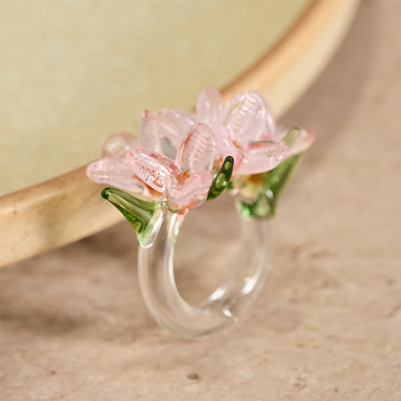 Buddha Stones Bague de sagesse en fleur de poirier Liuli - image 9