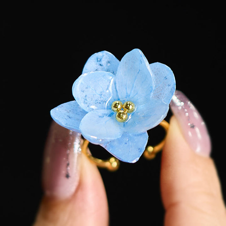 Buddha Stones Bague de sagesse en forme de fleur d'hortensia Liuli - image 1