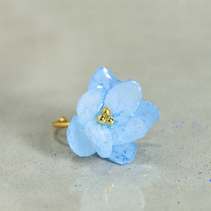 Buddha Stones Bague de sagesse en forme de fleur d'hortensia Liuli - image 5
