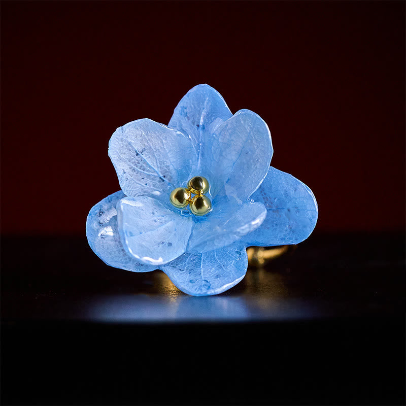 Buddha Stones Bague de sagesse en forme de fleur d'hortensia Liuli - image 3