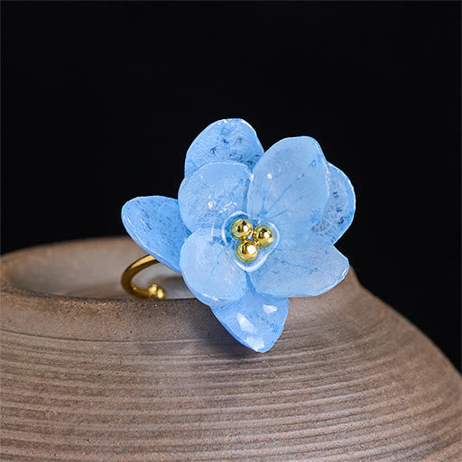 Buddha Stones Bague de sagesse en forme de fleur d'hortensia Liuli - image 2