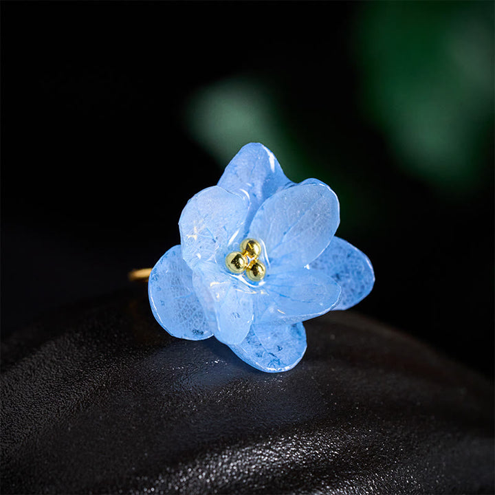 Buddha Stones Bague de sagesse en forme de fleur d'hortensia Liuli - image 4