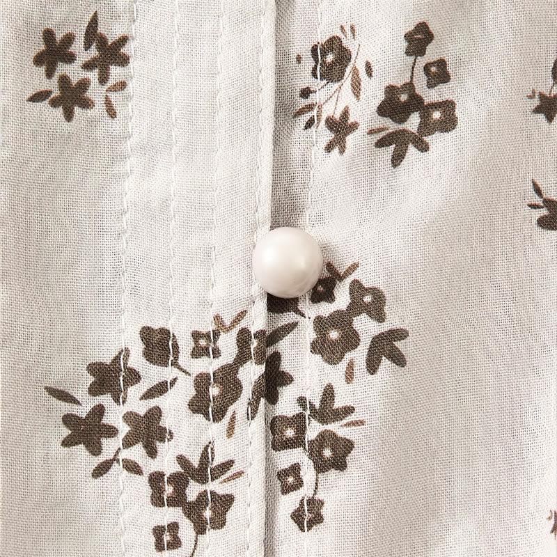 Buddha Stones Chemise à boutons pour femme, manches trois-quarts, imprimé floral décontracté - image 19