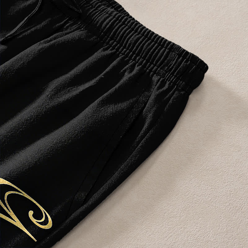 Buddha Stones Pantalon fuselé pour homme en coton à motif ondulé de carpes koï, avec poches - image 3