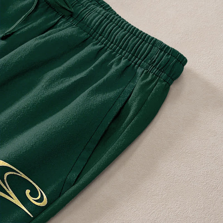 Buddha Stones Pantalon fuselé pour homme en coton à motif ondulé de carpes koï, avec poches - image 7