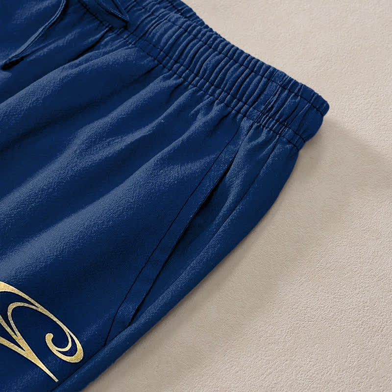 Buddha Stones Pantalon fuselé pour homme en coton à motif ondulé de carpes koï, avec poches - image 11