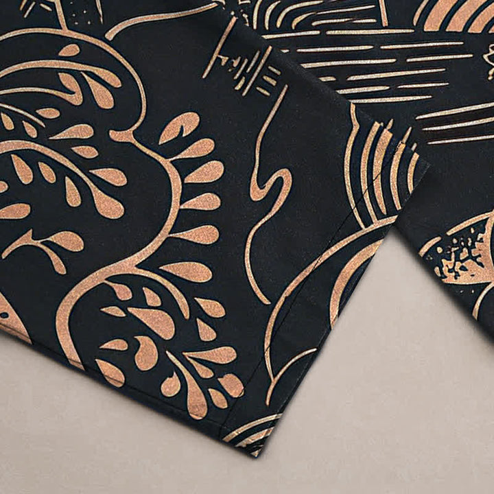 Buddha Stones Pantalon fuselé pour homme en coton à motif paysage oriental et poches - image 6