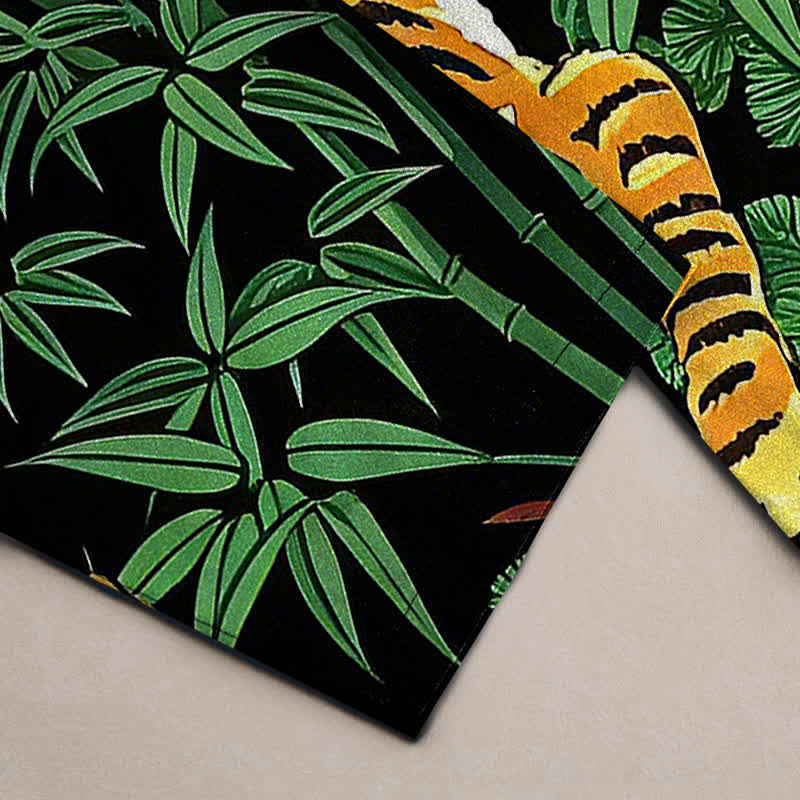 Buddha Stones Pantalon fuselé pour homme en coton à motif jungle tigre, avec poches - image 2