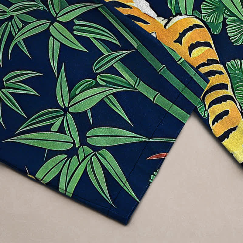 Buddha Stones Pantalon fuselé pour homme en coton à motif jungle tigre, avec poches - image 6