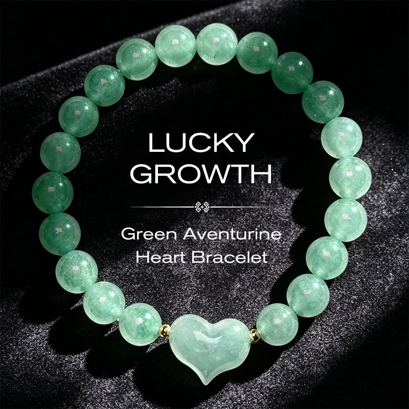 Buddha Stones Bracelet spirituel en améthyste naturelle, aventurine verte, œil de tigre et quartz fraise en forme de cœur - Aventurine verte (tour de poignet 14-16 cm) - image 18