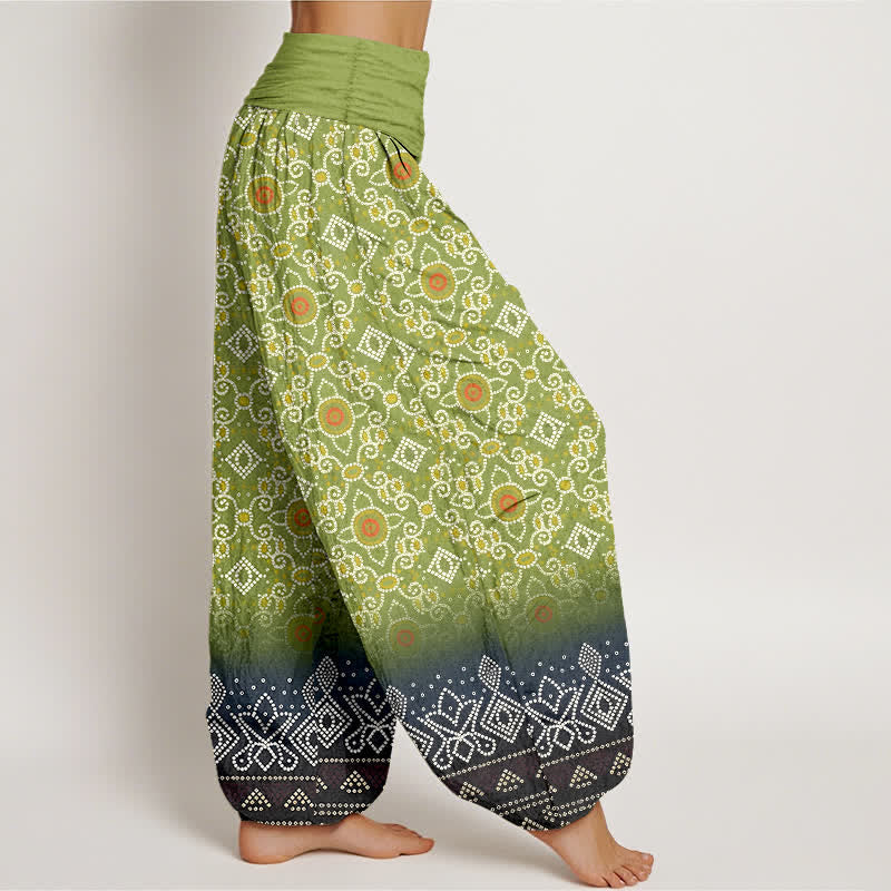 Buddha Stones Pantalon harem bohème en coton à motif floral et géométrique, taille élastique, pour femme - image 2