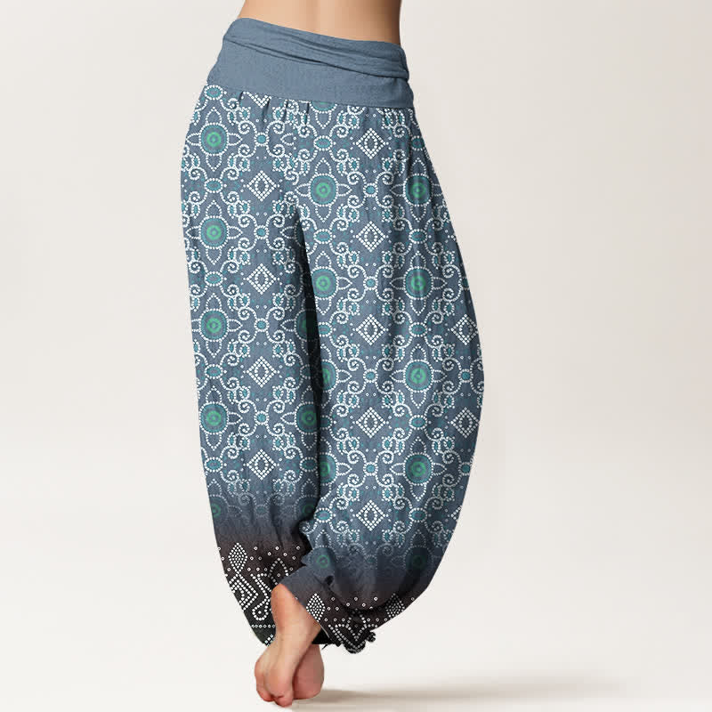 Buddha Stones Pantalon harem bohème en coton à motif floral et géométrique, taille élastique, pour femme - image 9