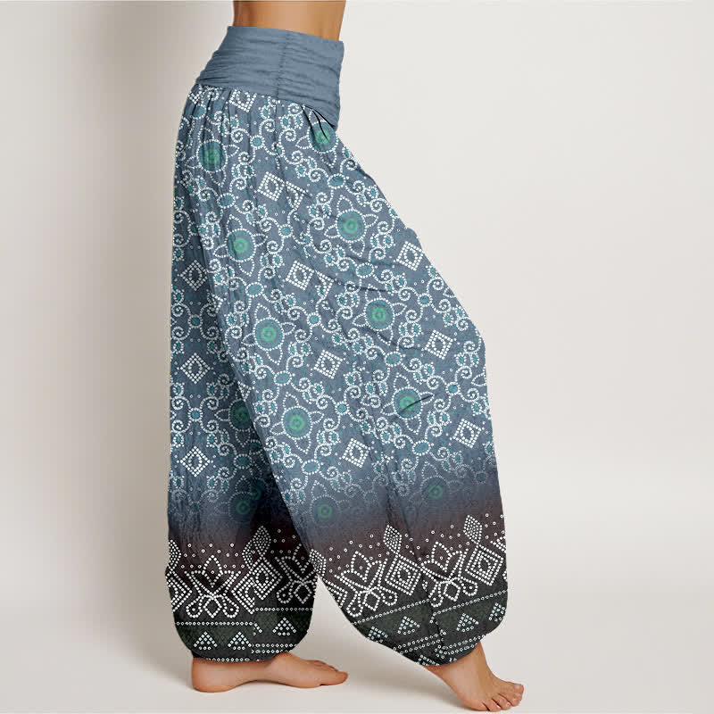 Buddha Stones Pantalon harem bohème en coton à motif floral et géométrique, taille élastique, pour femme - image 10