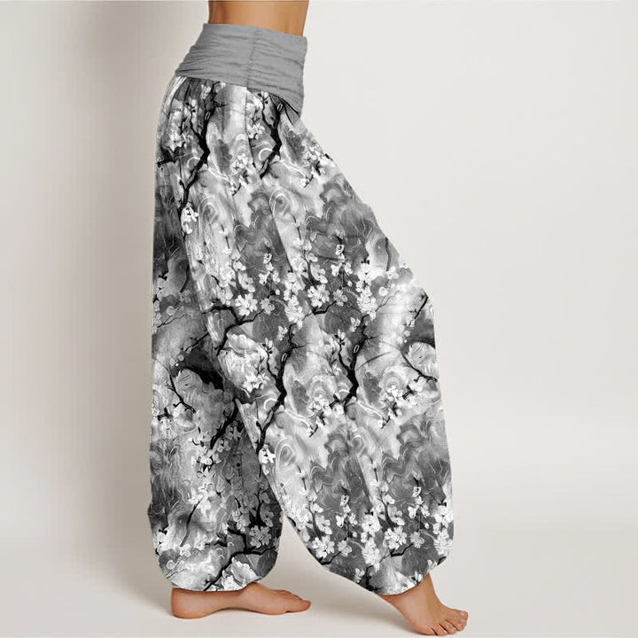 Buddha Stones Pantalon harem pour femme en pur coton à motif floral aquarelle et taille élastique - image 10