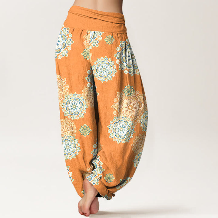 Buddha Stones Pantalon harem pour femme en pur coton, à taille élastique et motifs floraux mandala variés - image 6