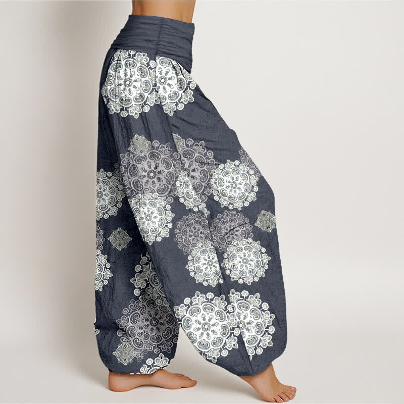 Buddha Stones Pantalon harem pour femme en pur coton, à taille élastique et motifs floraux mandala variés - image 10