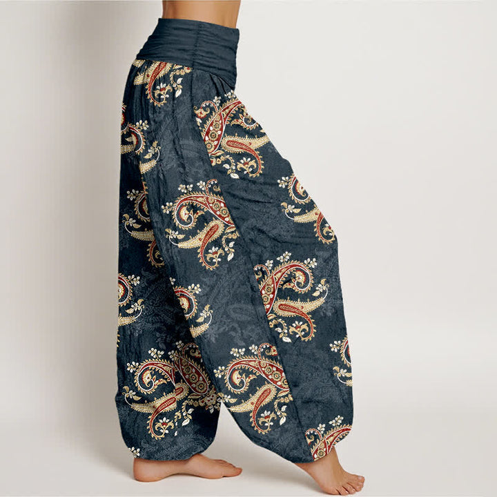 Buddha Stones Pantalon harem pour femme en pur coton à motif cachemire élégant et taille élastique - image 7