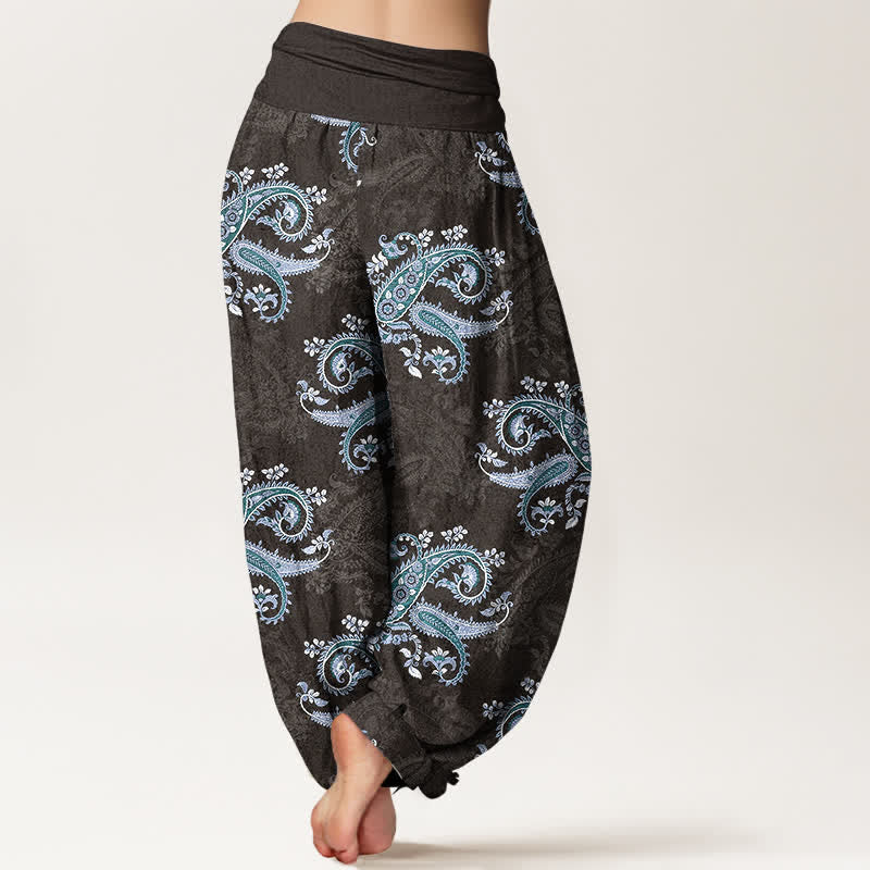 Buddha Stones Pantalon harem pour femme en pur coton à motif cachemire élégant et taille élastique - image 9