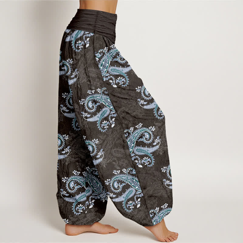 Buddha Stones Pantalon harem pour femme en pur coton à motif cachemire élégant et taille élastique - image 10