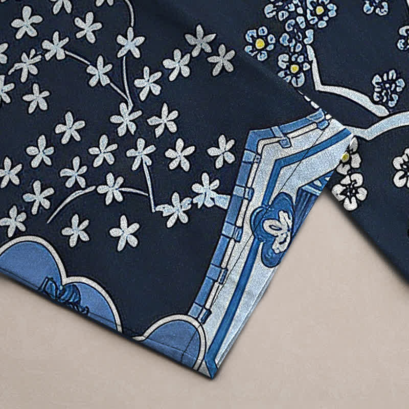 Buddha Stones Pantalon fuselé pour homme en coton blanc à motif floral nuageux et poches - image 3