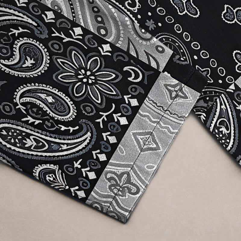 Buddha Stones Pantalon fuselé pour homme en coton à motifs cachemire variés, avec poches - image 3