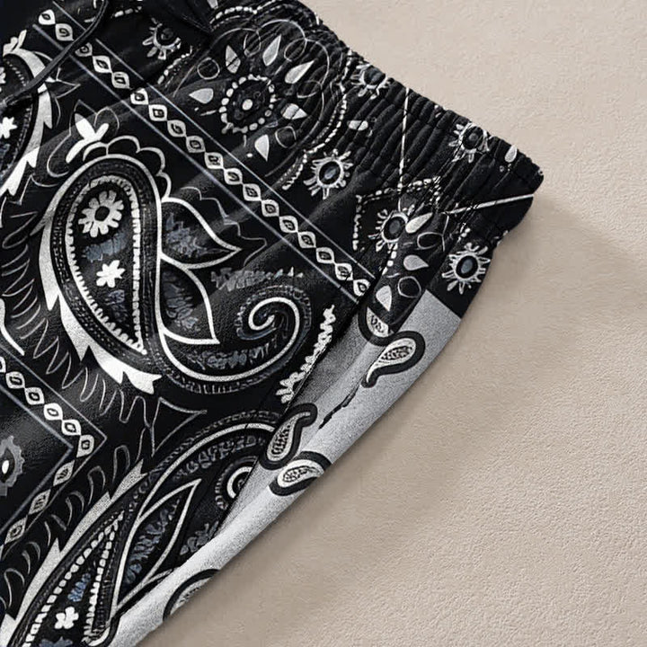 Buddha Stones Pantalon fuselé pour homme en coton à motifs cachemire variés, avec poches - image 2