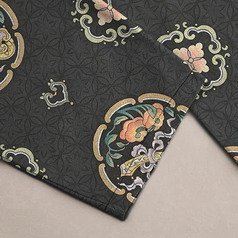 Buddha Stones Pantalon fuselé pour homme en coton à motif floral vintage avec poches - image 3