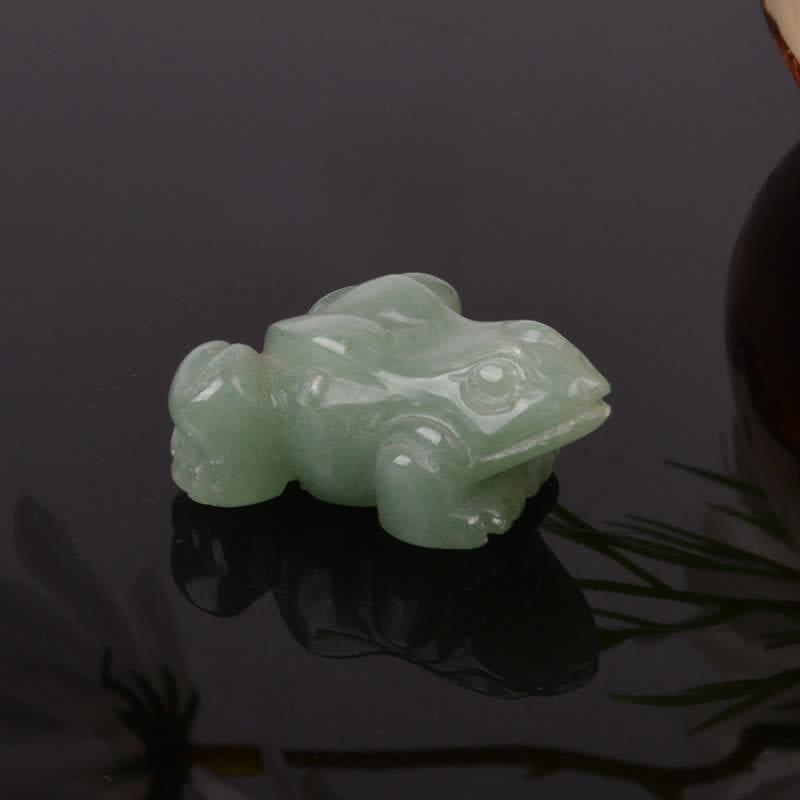 Buddha Stones Grenouille en aventurine verte naturelle, quartz clair, cristal et pierre décoratifs - Aventurine verte (Chance ♥ Positivité) - image 0
