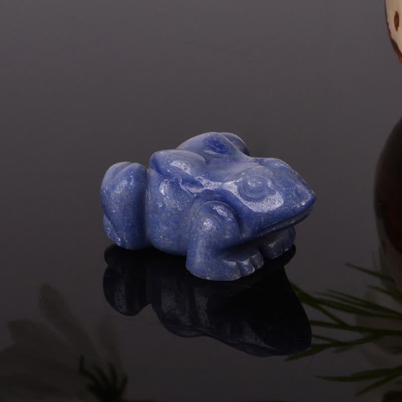 Buddha Stones Grenouille en aventurine verte naturelle, quartz clair, cristal et pierre décoratifs - Aventurine bleue (Calme ♥ Concentration) - image 3