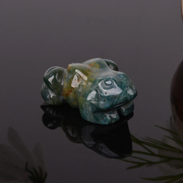Buddha Stones Grenouille en aventurine verte naturelle, quartz clair, cristal et pierre décoratifs - Agate indienne (Positive ♥ Calme) - image 16