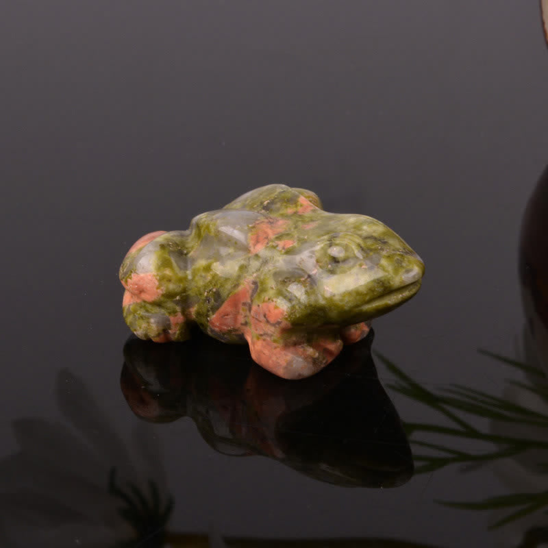 Buddha Stones Grenouille en aventurine verte naturelle, quartz clair, cristal et pierre décoratifs - Unakite (Équilibre ♥ Mise à la terre) - image 10