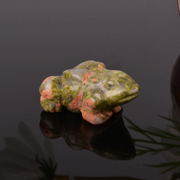 Buddha Stones Grenouille en aventurine verte naturelle, quartz clair, cristal et pierre décoratifs - Unakite (Équilibre ♥ Mise à la terre) - image 10
