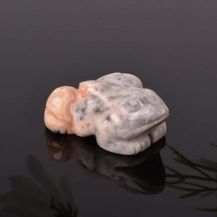Buddha Stones Grenouille en aventurine verte naturelle, quartz clair, cristal et pierre décoratifs - Agate à rayures brunes (Ancrage ♥ Protection) - image 28