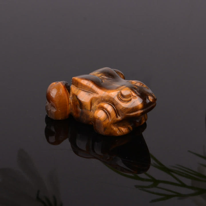 Buddha Stones Grenouille en aventurine verte naturelle, quartz clair, cristal et pierre décoratifs - Œil de tigre (Courage ♥ Force) - image 14