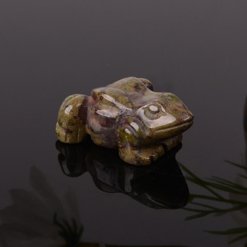 Buddha Stones Grenouille en aventurine verte naturelle, quartz clair, cristal et pierre décoratifs - Héliotrope (Force ♥ Santé) - image 12