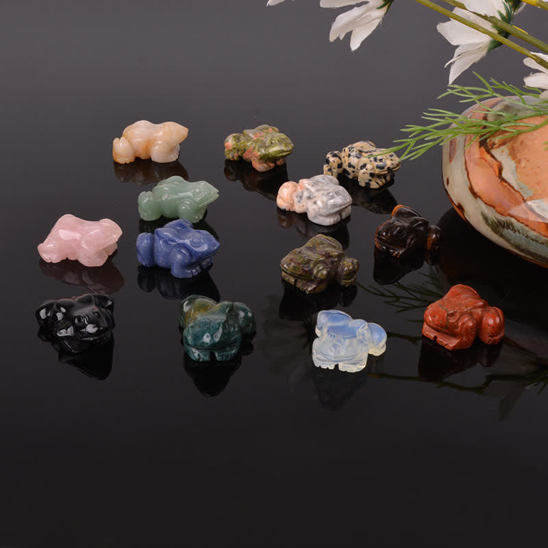 Buddha Stones Grenouille en aventurine verte naturelle, quartz clair, cristal et pierre décoratifs - image 33