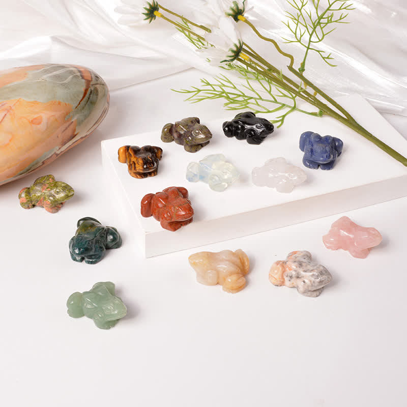 Buddha Stones Grenouille en aventurine verte naturelle, quartz clair, cristal et pierre décoratifs - image 34