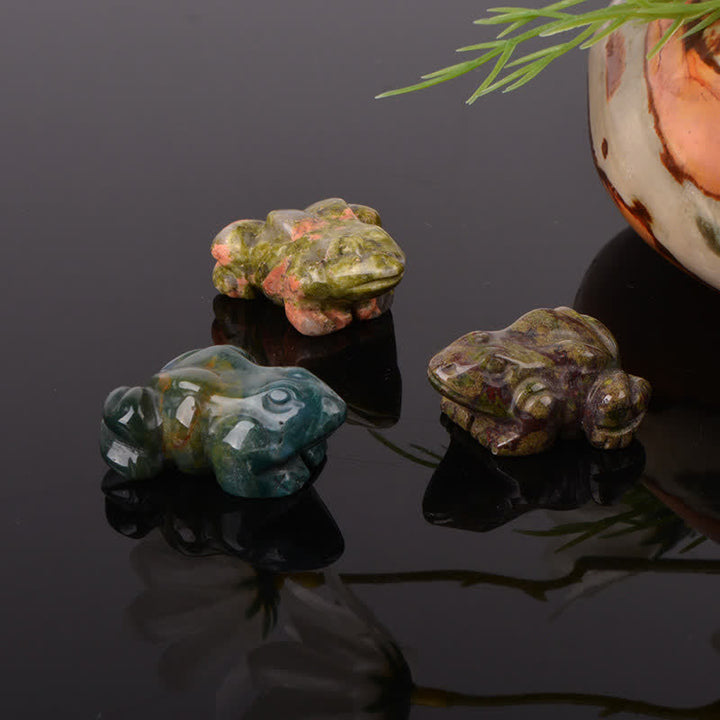 Buddha Stones Grenouille en aventurine verte naturelle, quartz clair, cristal et pierre décoratifs - image 32