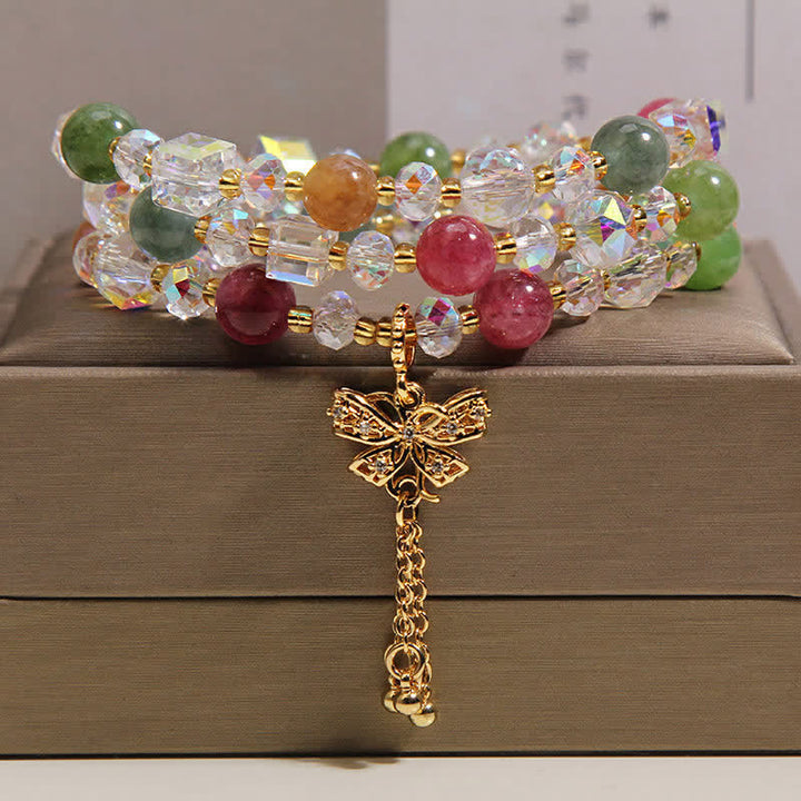 Buddha Stones Pendentif papillon en tourmaline, bracelet à trois couches facetté - image 1