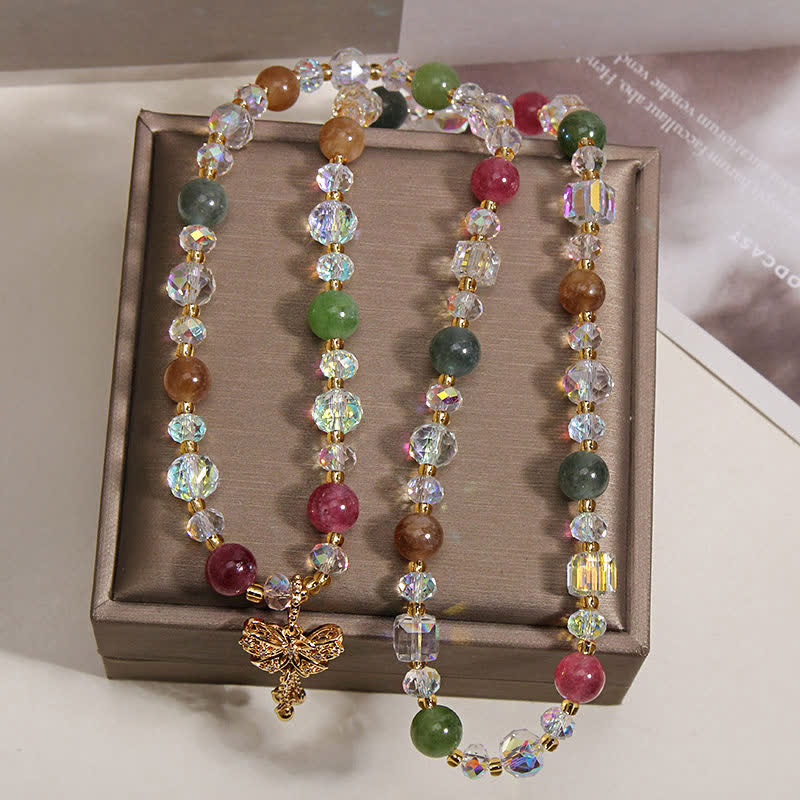 Buddha Stones Pendentif papillon en tourmaline, bracelet à trois couches facetté - image 7