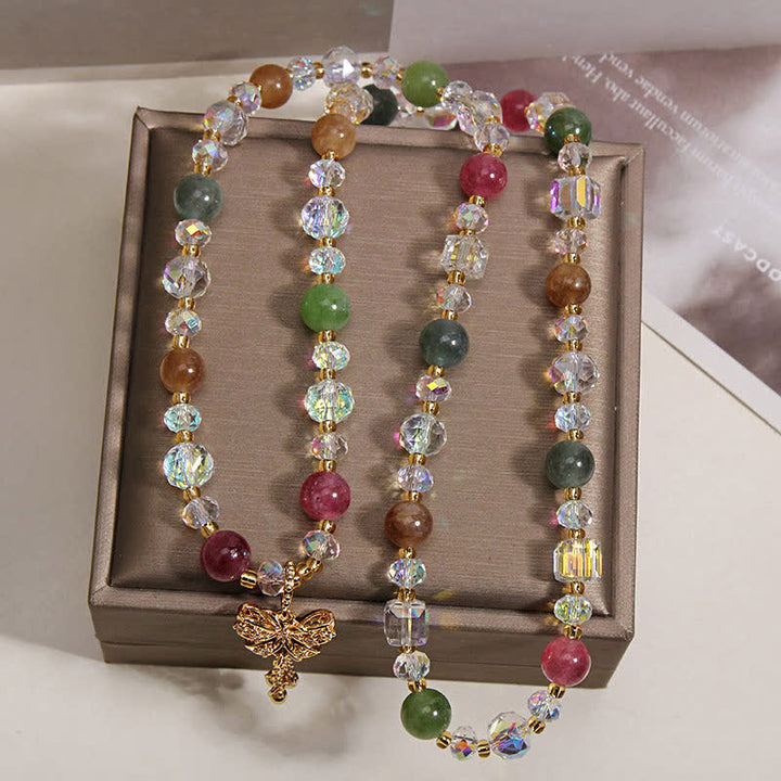 Buddha Stones Pendentif papillon en tourmaline, bracelet à trois couches facetté - image 7