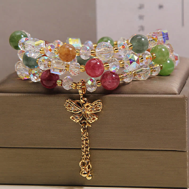 Buddha Stones Pendentif papillon en tourmaline, bracelet à trois couches facetté - image 2